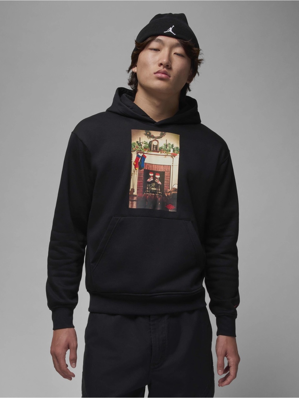 Nike Air Jordan Chimney Santa Christmas Holiday Black Graphic Hoodie Men’s XXL